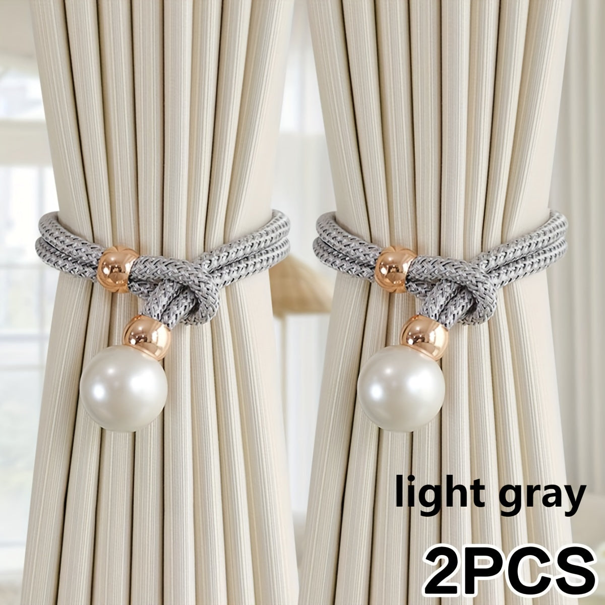 1 set of 2 pieces of pearl decorative curtain buckles, representing high-end luxury and adjustable style for your curtains. These elegant pearl curtain straps are perfect for enhancing the decoration of your curtains in any room, whether it be a bedroom