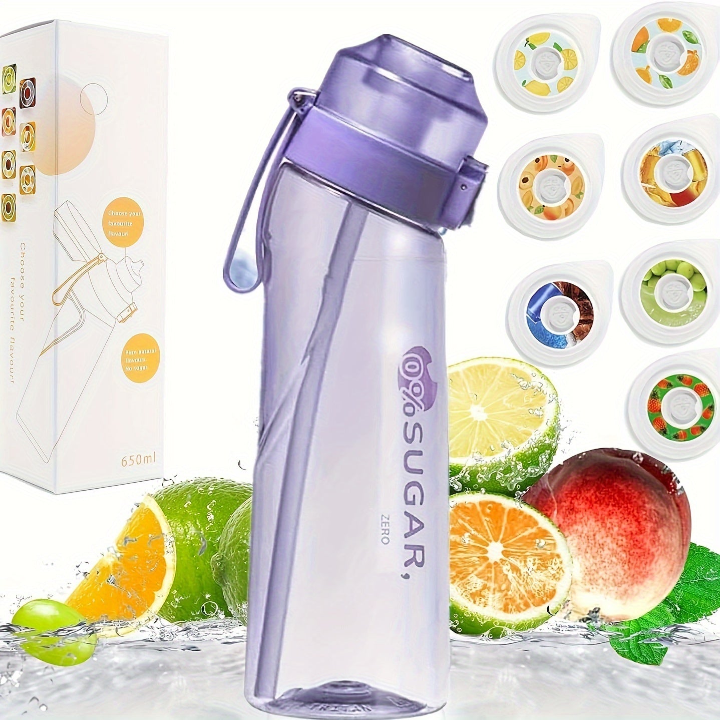 New hot sale capsule water bottle set with 7 fruity scented flavors, perfect for outdoor sports.