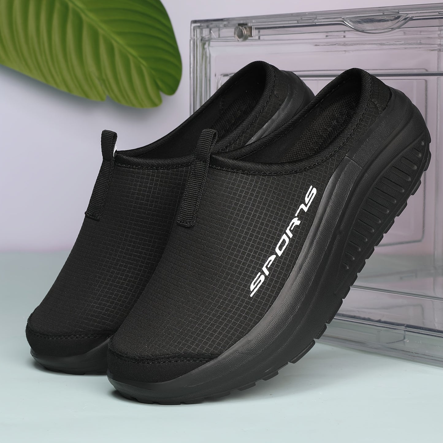 Women's slip-on sneakers with breathable mesh, EVA sole, comfortable insole, all-season low top design, stylish clogs, and slip-resistant.