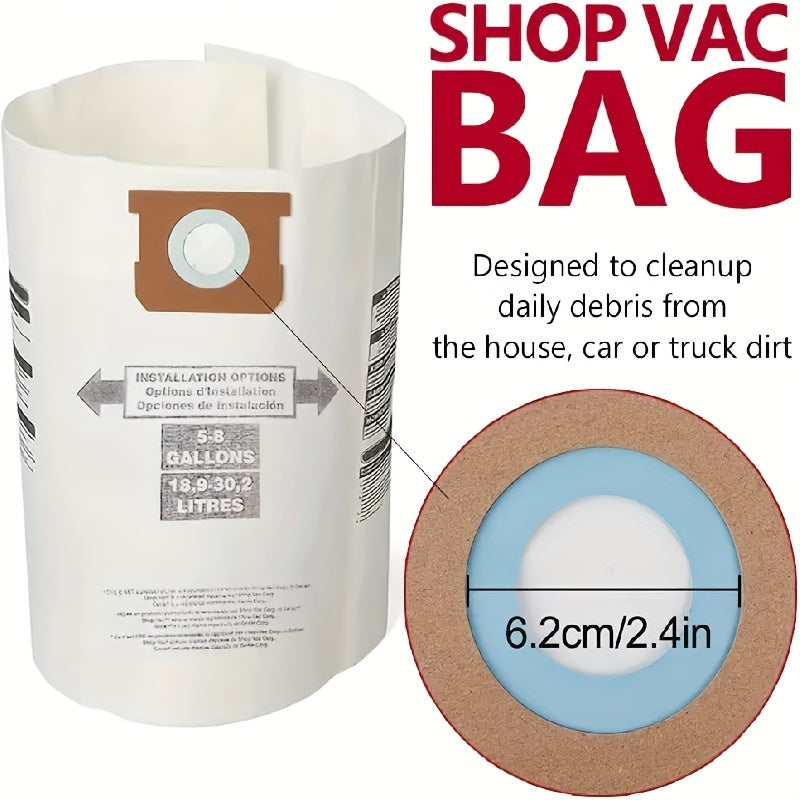 Get a set of 10 high-quality vacuum bags designed for ShopVac 18.93-30.28 L models, including E-Type 9066100, 90661, and 906-61. These replacement filters are made from durable paper and cork material.