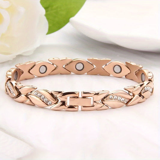 1-piece Women's Titanium Steel Magnetic Bracelet, Adjustable Length with Sizing Tool included, Stylish and Fashionable Design, Ideal Christmas Gift, Suitable for Everyday Wear in any season.