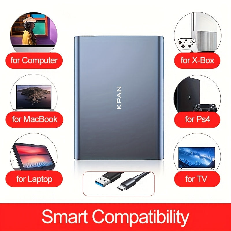 KPAN Portable USB 3.0 External Hard Drive for high-speed data transfer, large capacity (1TB/500GB/320GB), compatible with PCs, laptops, smartphones & more.