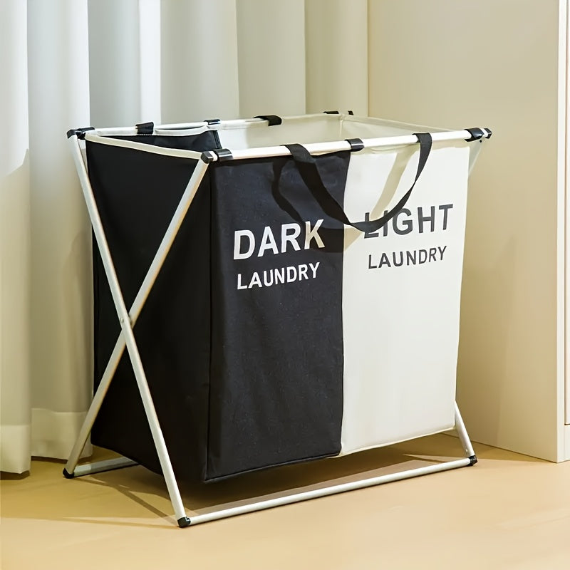 One piece of a 35-liter foldable laundry hamper with an aluminum frame. This portable, waterproof dirty clothes storage laundry basket is perfect for use in the bathroom, bedroom, and home. It measures 60.96cm × 35.56cm × 58.42cm.