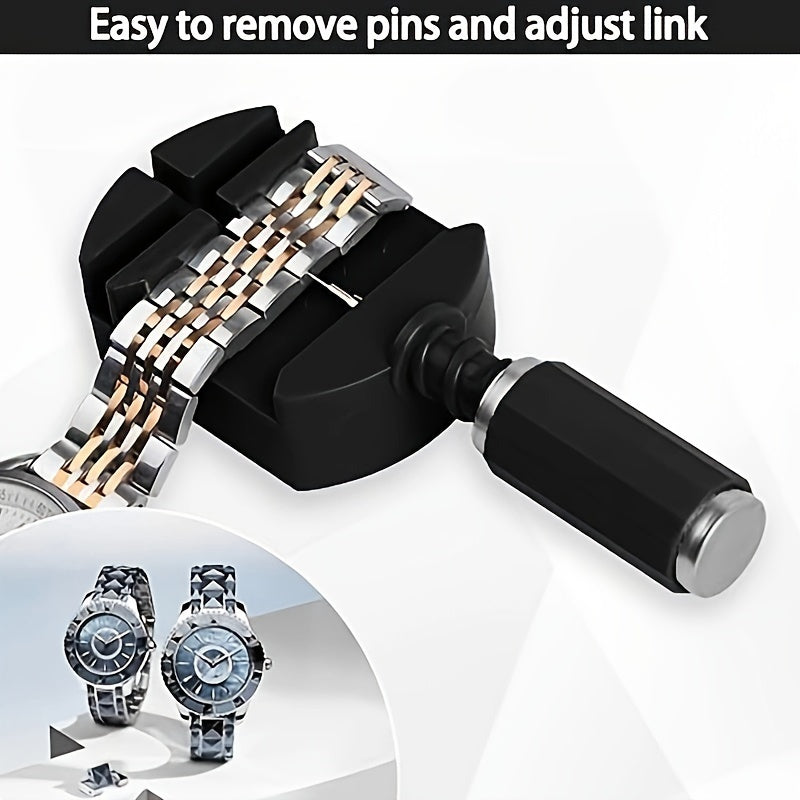 Watch Link Removal Tool Kit, 16 pieces, for Adjusting Watch Bands and Bracelets, includes Watch Pin Pusher, Hammer, and Watch Pins.