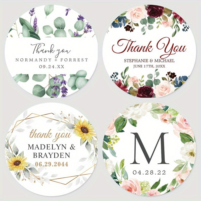 Personalized Round Labels for Bridal Showers - Custom Thank You Stickers with Name & Date, Matte Finish on Recyclable Paper