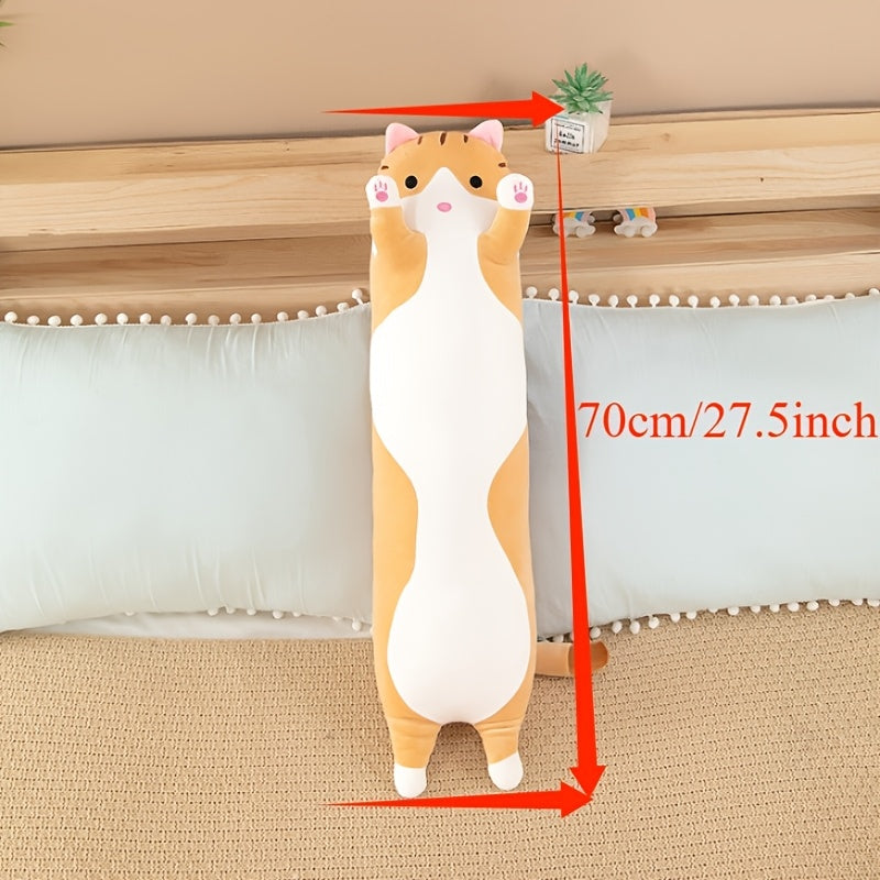 50/70cm cat-shaped pillow, contemporary style plush toy, home decor, gift cartoon plush, hypoallergenic polyester, machine washable, medium firmness, whole body support, portable, 100-120 gsm fabric weight.