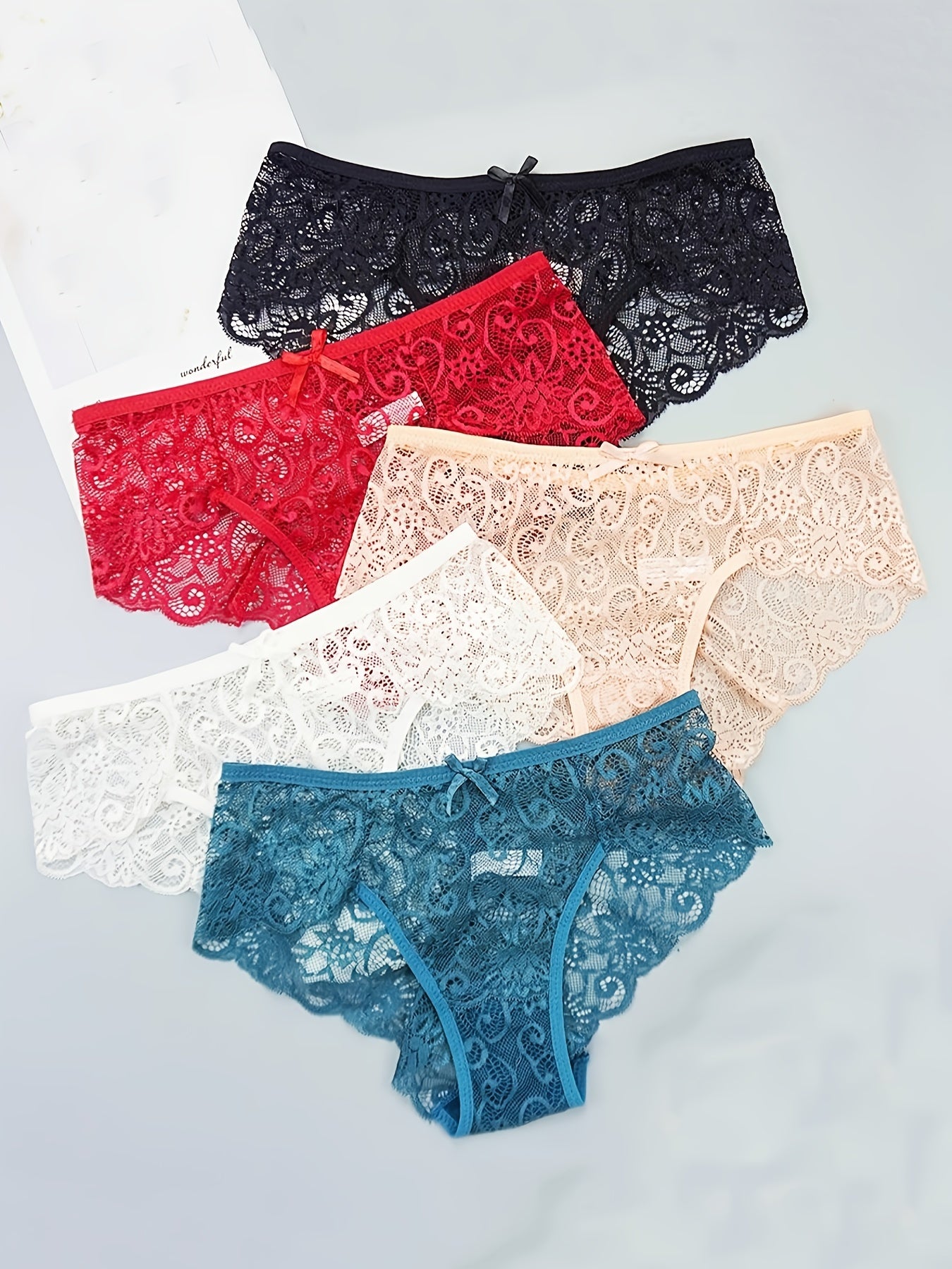 5-pack lace mid waist panties for women