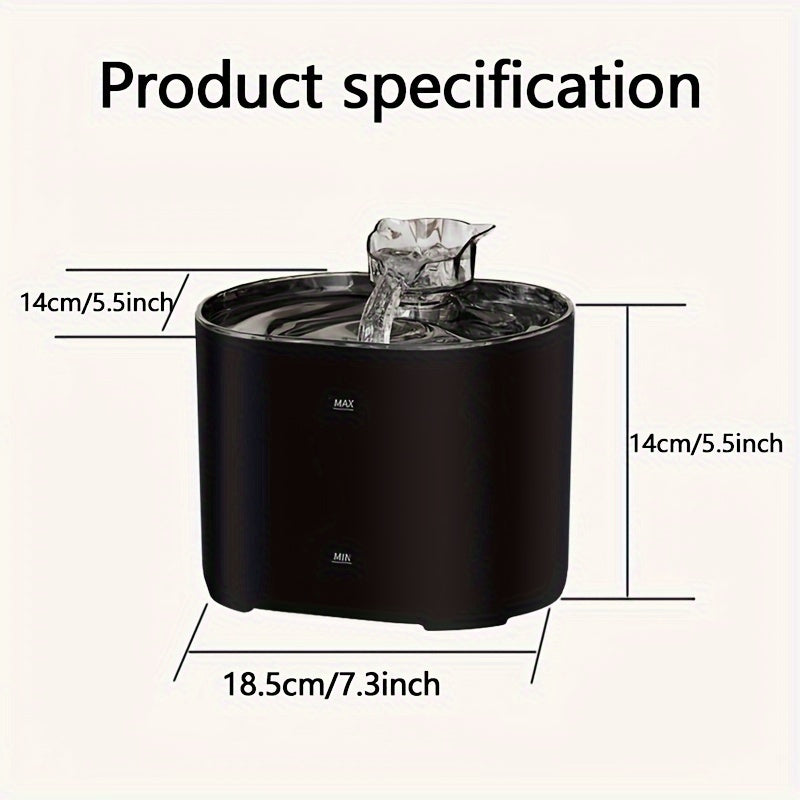 Cat Water Fountain with Ultra-Silent Pump, Fresh Filtered Water, Large Capacity, USB Powered, No Battery Needed.