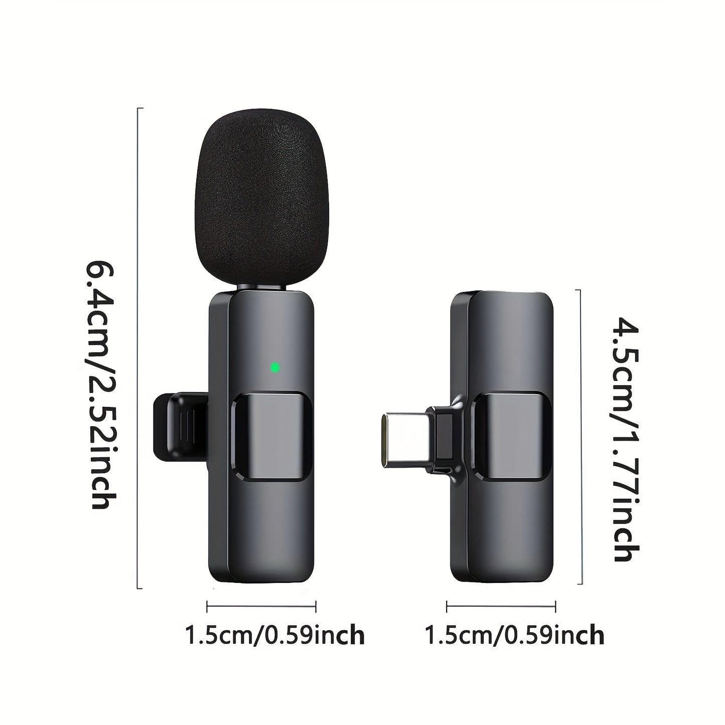 Wireless Lavalier Microphone for USB-C Smartphones, Ideal for Video Interviews, Podcasts, and Vlogs.