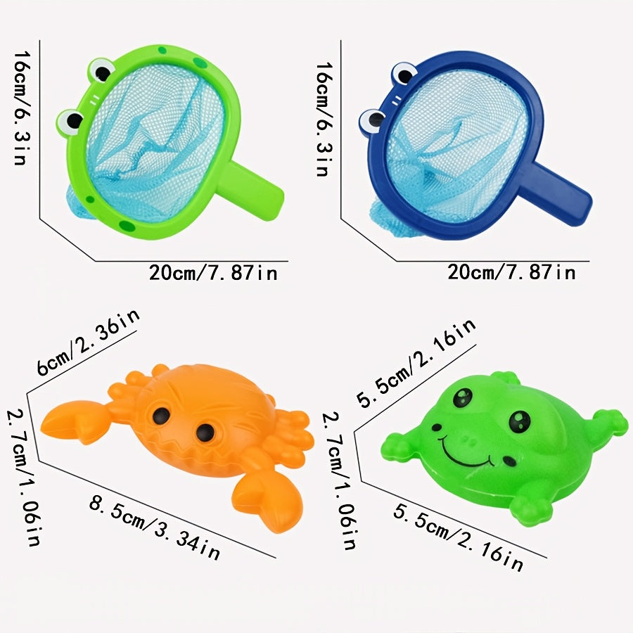 Детские водные игры: аквапластиковый набор для игры с водой с рыболовной сетью и игрушками-животными для мальчиков и девочек