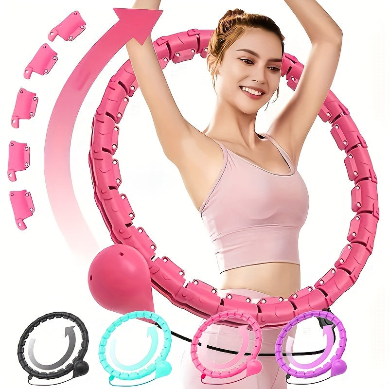 Adjustable Weighted Fitness Circle for Weight Loss & Strength Training, with Removable 24-Segment, Automatic Rotation Ball.