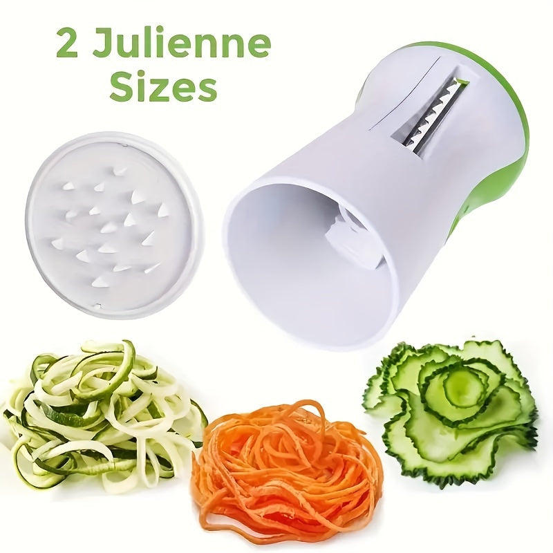 Manual Spiralizer Vegetable Slicer with Handheld Operation - Heavy-Duty Veggie Pasta & Noodle Maker, Kitchen Shredder Tool for Zucchini, Carrots, Cucumbers - Food-Grade Cutter, Multi-Function 1pc