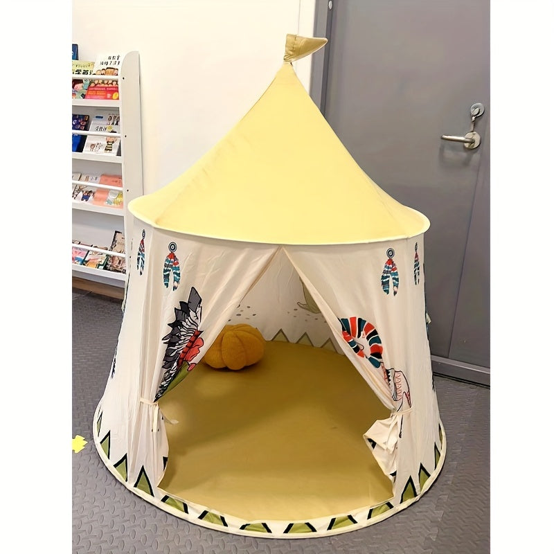 Foldable playhouse for kids in Indian tent style, resembling a princess castle, ideal for indoor games.