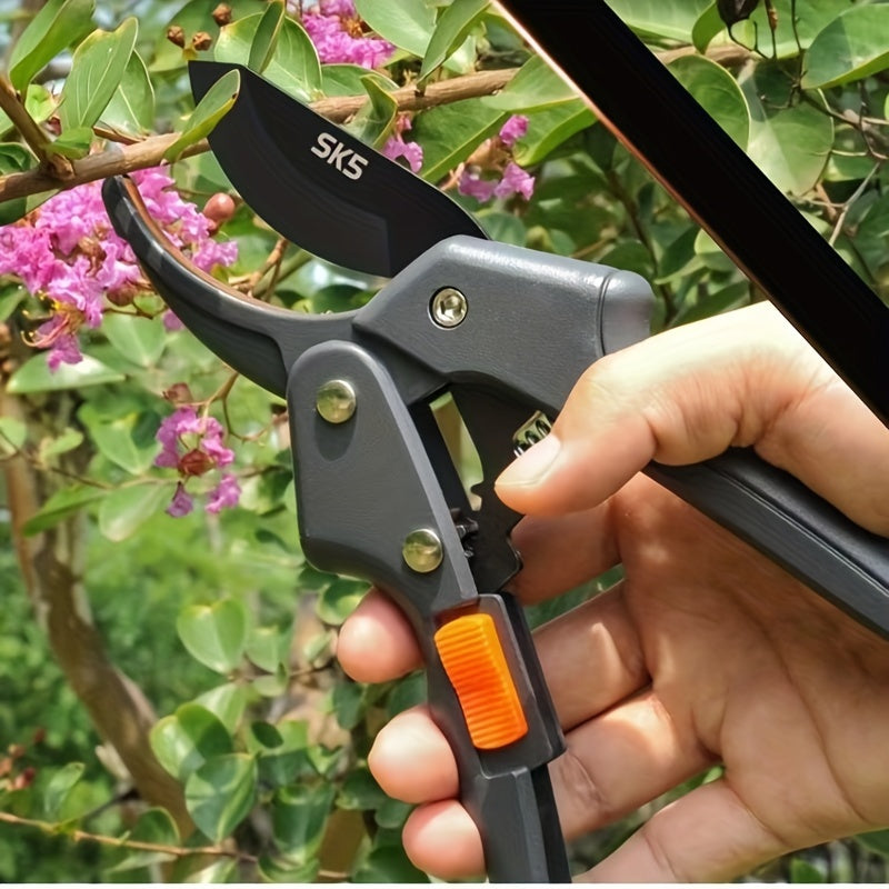 Heavy duty pruning shears designed for weakened hands, including those with arthritis, suitable for both men and women for gardening tasks.