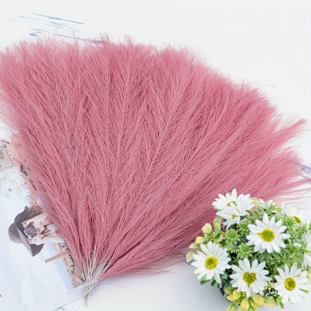 Artificial Reed Pampas Flower Set includes 5pcs of 42.93cm Single Fork Pampas Grass Perfect for Bohemian Decor and Holiday Events Easy to Use and Durable for Indoor Living Room Decoration