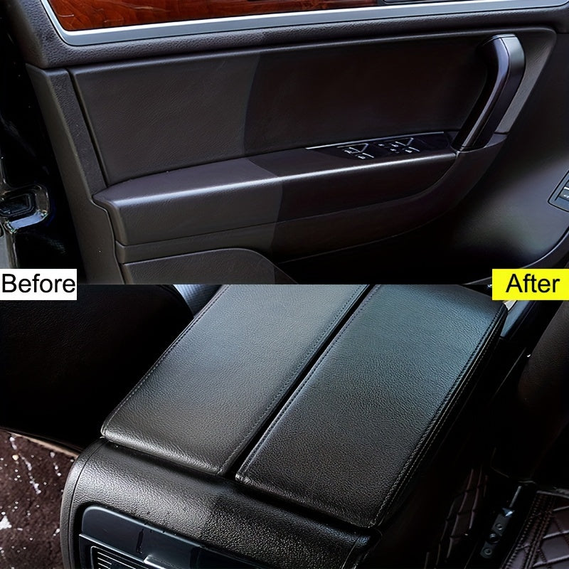 Multi-purpose car restoration wax for black vehicles repairs yellowing, enhances interior shine, protects tires, and revitalizes plastic parts.