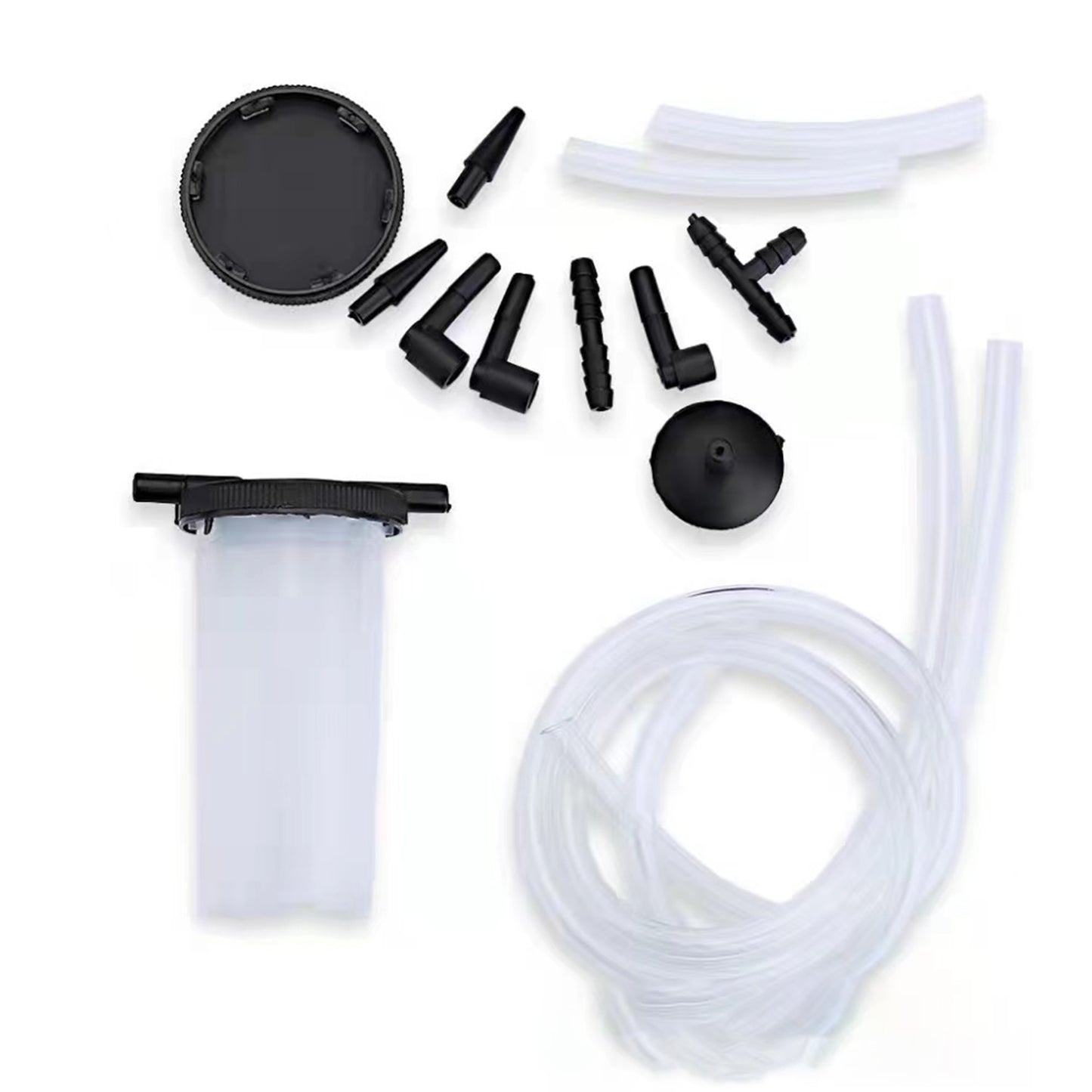 Manual Vacuum Pump Kit for brake bleeding and vacuum testing, uncharged power mode, universal fit, includes gauge and adapters - 1 set, without battery.