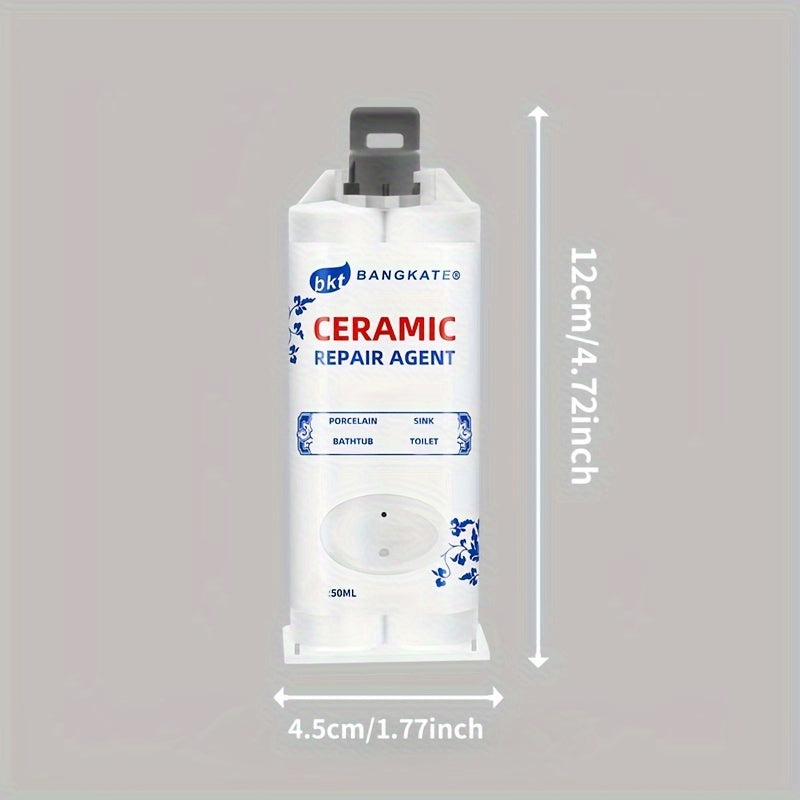 Waterproof ceramic adhesive for repairing tiles, bathtubs, sinks, and fixtures, resistant to mold.