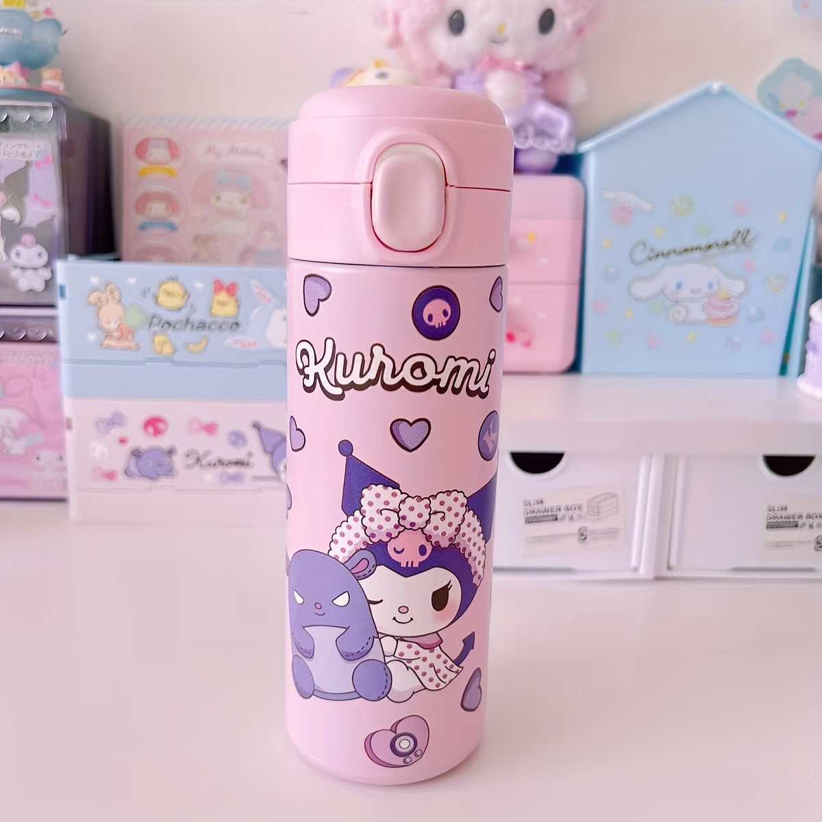 Бутылка для воды из нержавеющей стали от Sanrio с дизайнами Hello Kitty, Kuromi, My Melody и Cinnamoroll — отличный подарок для друзей, праздников, особых случаев и к началу учебного года — идеально подходит для студентов