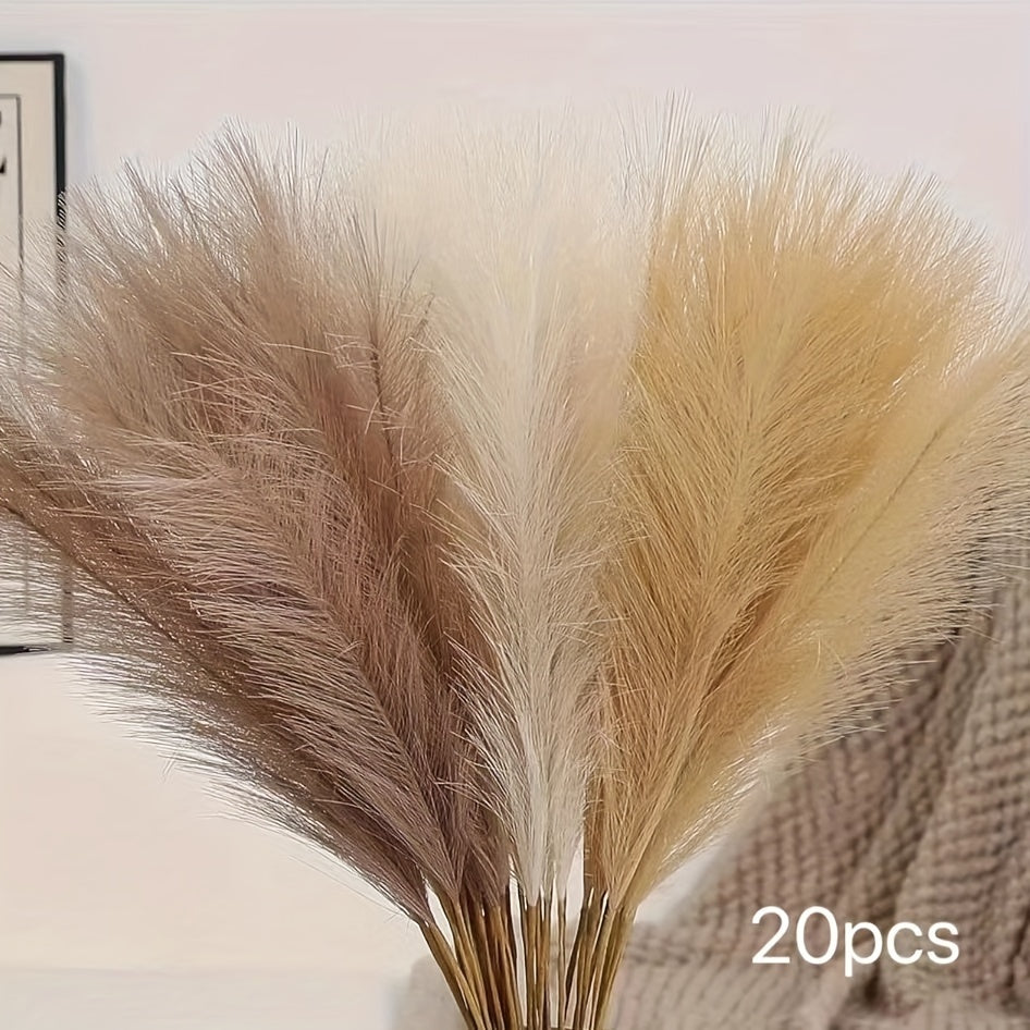 Set of 20 artificial pampas grass stems for home decor, weddings, and holidays. No container included.