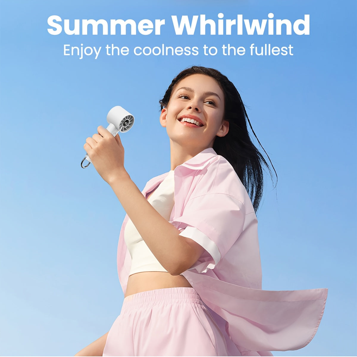 Stay cool on the go with the GAIATOP Portable Handheld Fan. This fan features 3 speeds, a USB rechargeable 1800mAh lithium battery, and 8.5W of power. With button control and a plastic design, this wearable mini fan is perfect for both indoor and outdoor