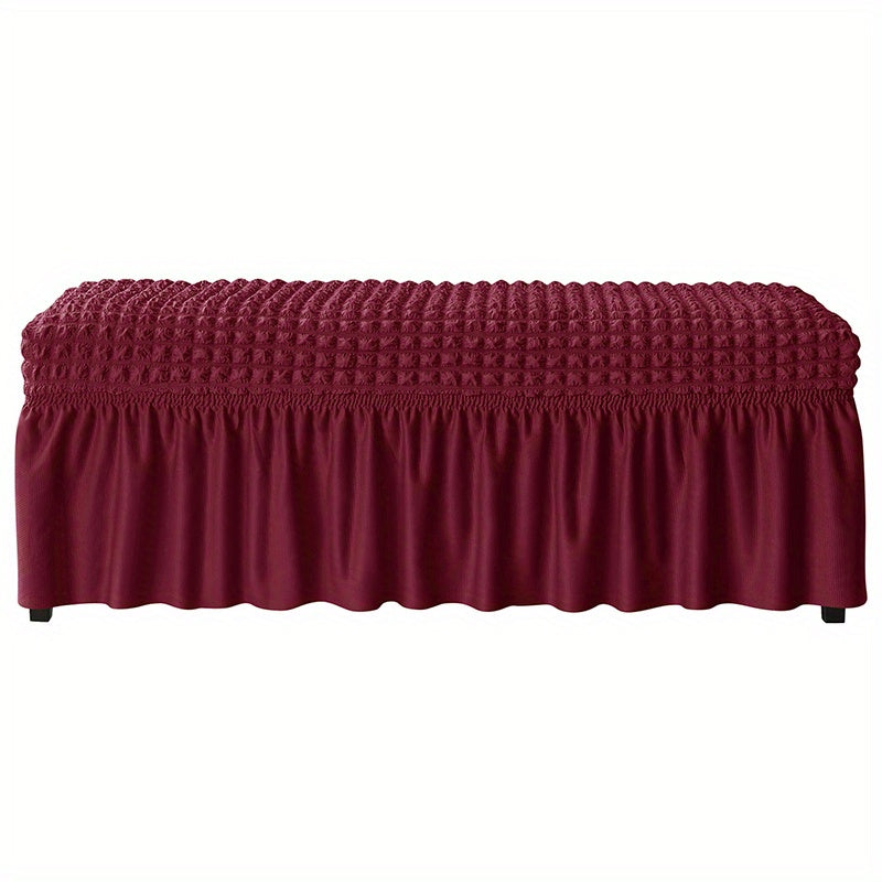 Long dining bench cover for living room or kitchen, featuring stretch, removable, and washable design.