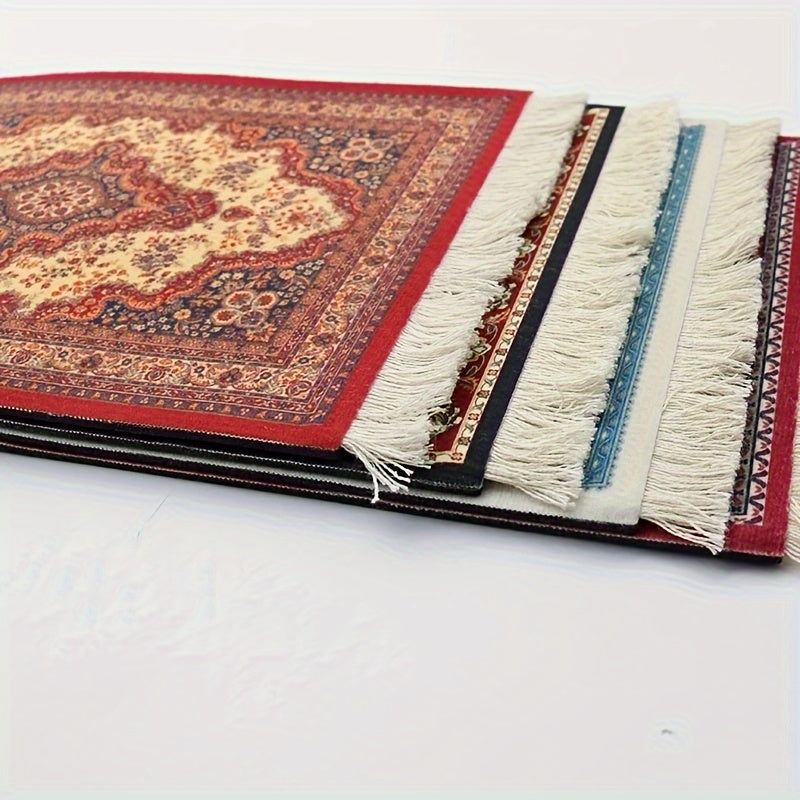 1pc Persian mini braided mouse pad with retro style pattern, ideal for home or office decor.