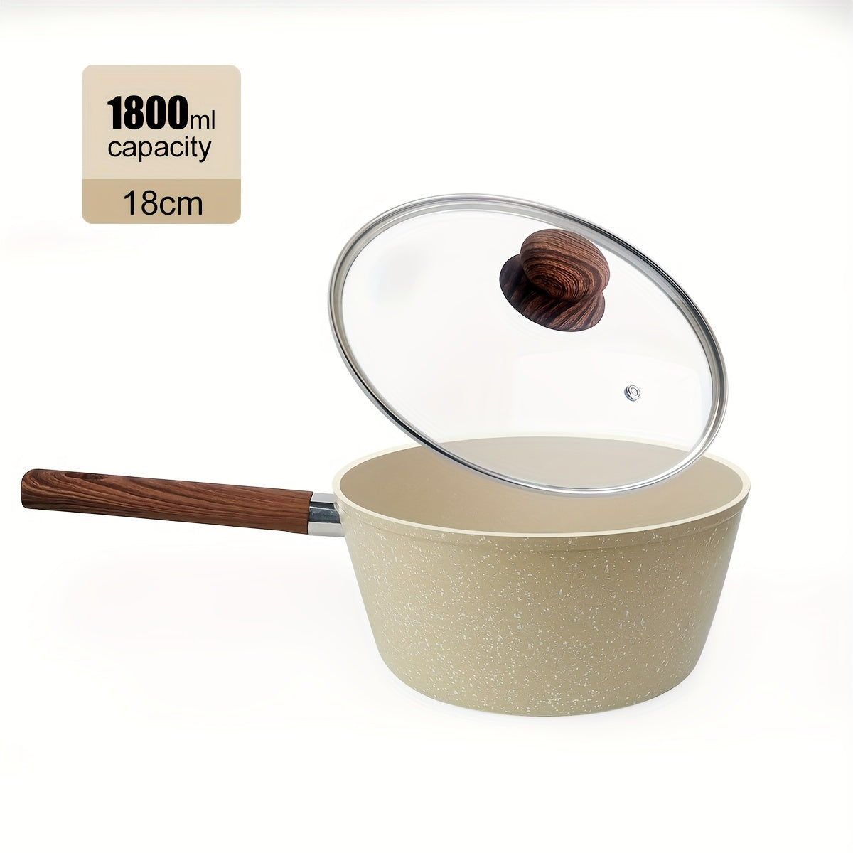 [Bestseller] Versatile Cooking Pot for All Stovetops - Non-Stick Beige Aluminum Soup Pot, Perfect for Rice and Frying