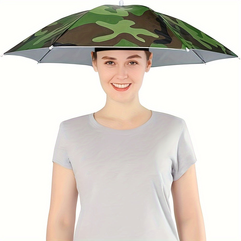 Elastic headband umbrella hat, suitable for camping and fishing, with UV protection.