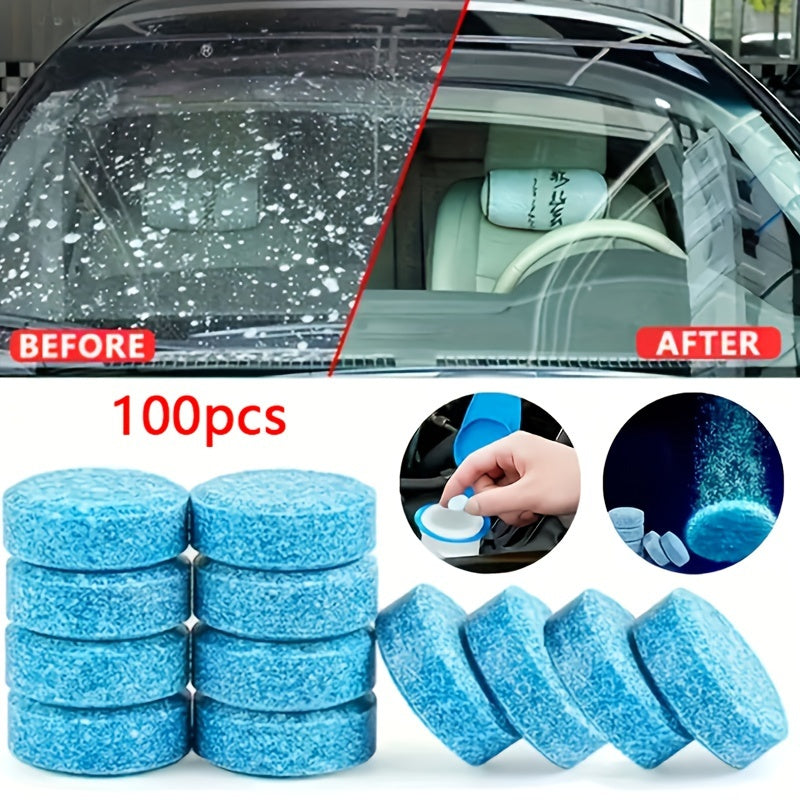 Solid effervescent tablets for car windshield cleaning, suitable for all seasons, available in 100/200/300pcs.