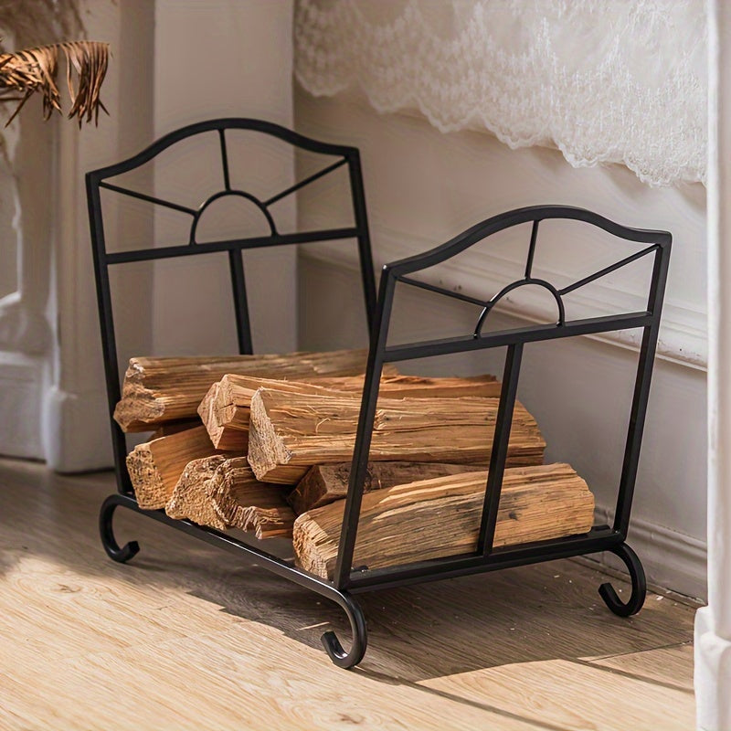 Decorate your indoor space with this stylish American-style iron fireplace log holder, perfect for storing firewood.