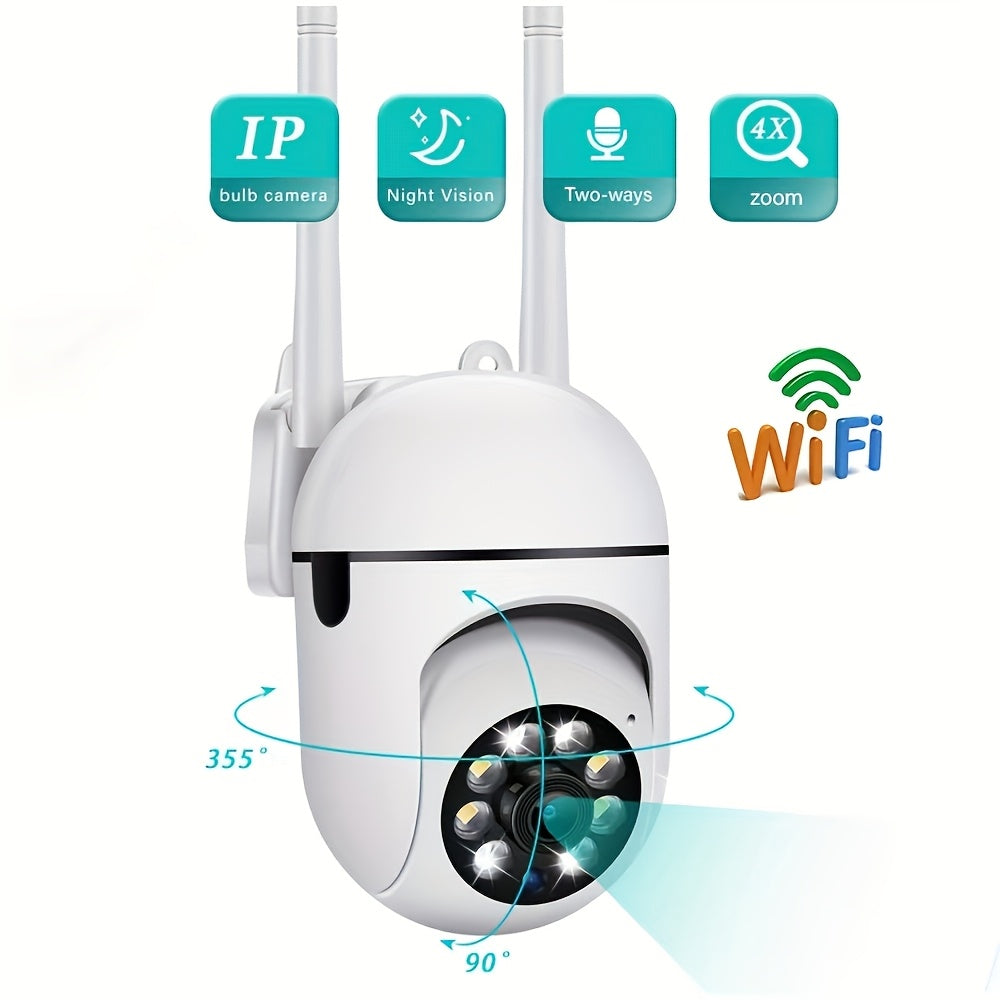 HD security camera with 2-way audio, PTZ, color night vision, Wi-Fi, and motion tracking. Ideal for smart home security indoors and outdoors.