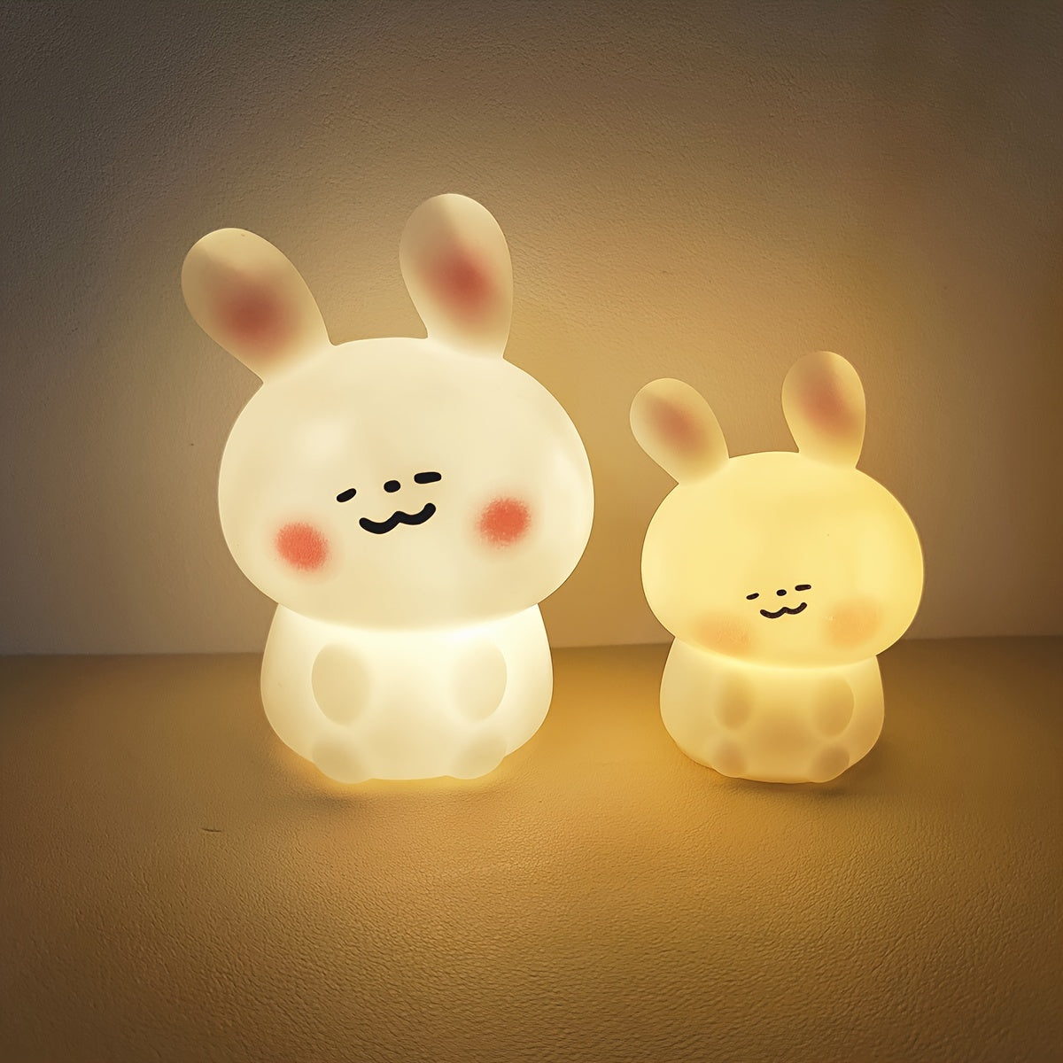 Blush Bunny LED Night Light powered by button batteries, ideal for parties and bedroom decoration gift for friends and family.