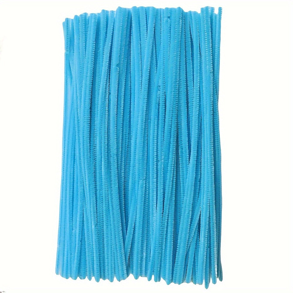 100 colorful chenille stems, 30cm long, for DIY crafts.