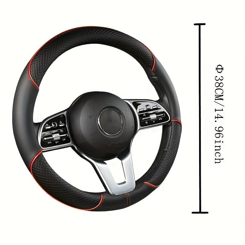 XUANHUANG PVC Steering Wheel Cover - Black & Red Design for Enhanced Driving Comfort.