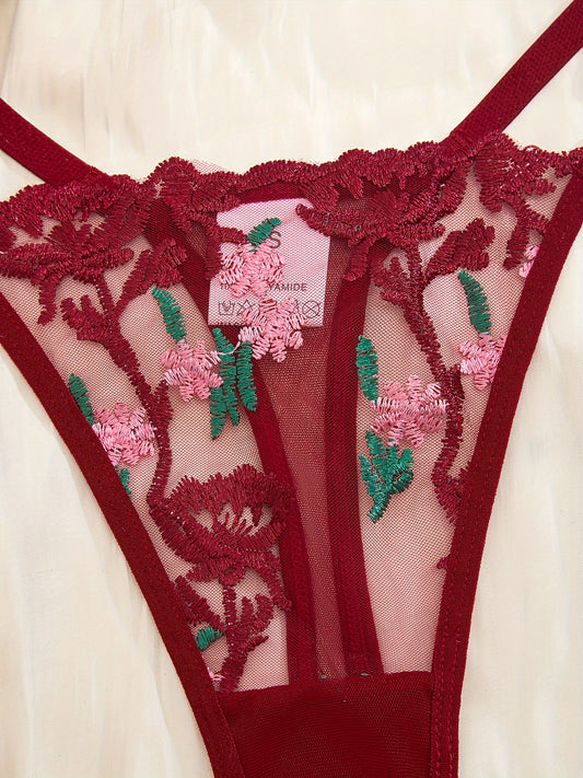 Floral Thong Underwear for Women's Sexy Lingerie