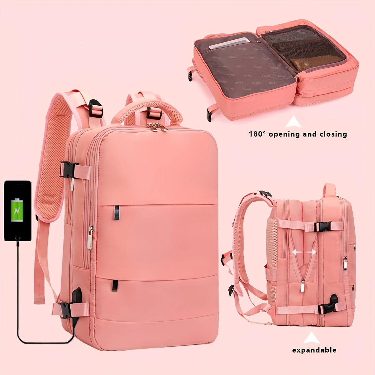 Expandable backpack approved for use as a laptop schoolbag and outdoor travel rucksack.