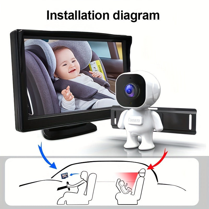 Car HD Monitor with Night Vision Camera, 12.7cm Display, Perfect for Rear-Facing Seat Viewing for Children 0-8 Years Old. Effortless Installation, Powered by Car Plug, Promotes Safe Driving Experience.