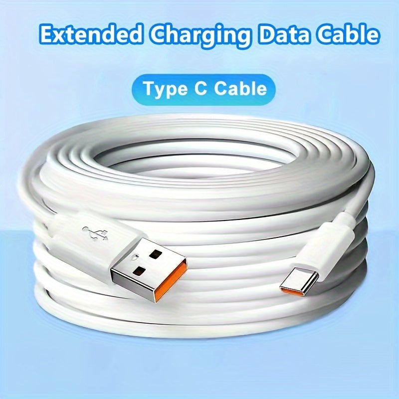 Long USB-C fast charging cable for various Android phones, cameras, printers, and other devices, with power distance charging capability (no data transfer).