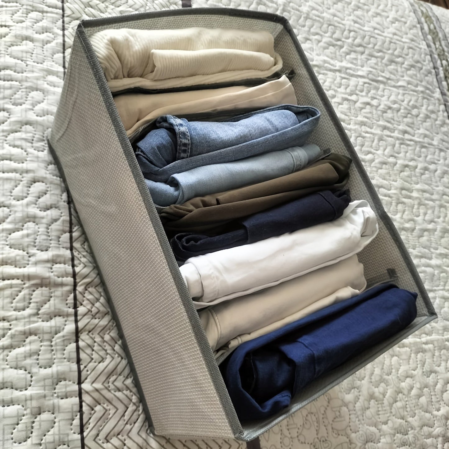 Fabric under-bed storage containers for contemporary use - versatile organizers for winter clothing and essentials that are not waterproof.