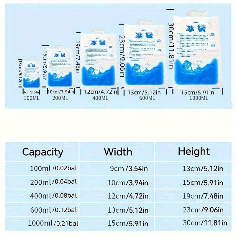 Набор из 10 пакетов для льда, долговечные и многоразовые пакеты для льда с герметичным впрыском воды для сохранения свежести продуктов, холодных компрессов и организации кухни - гелевые пакеты для охлаждения и хранения, аксессуары