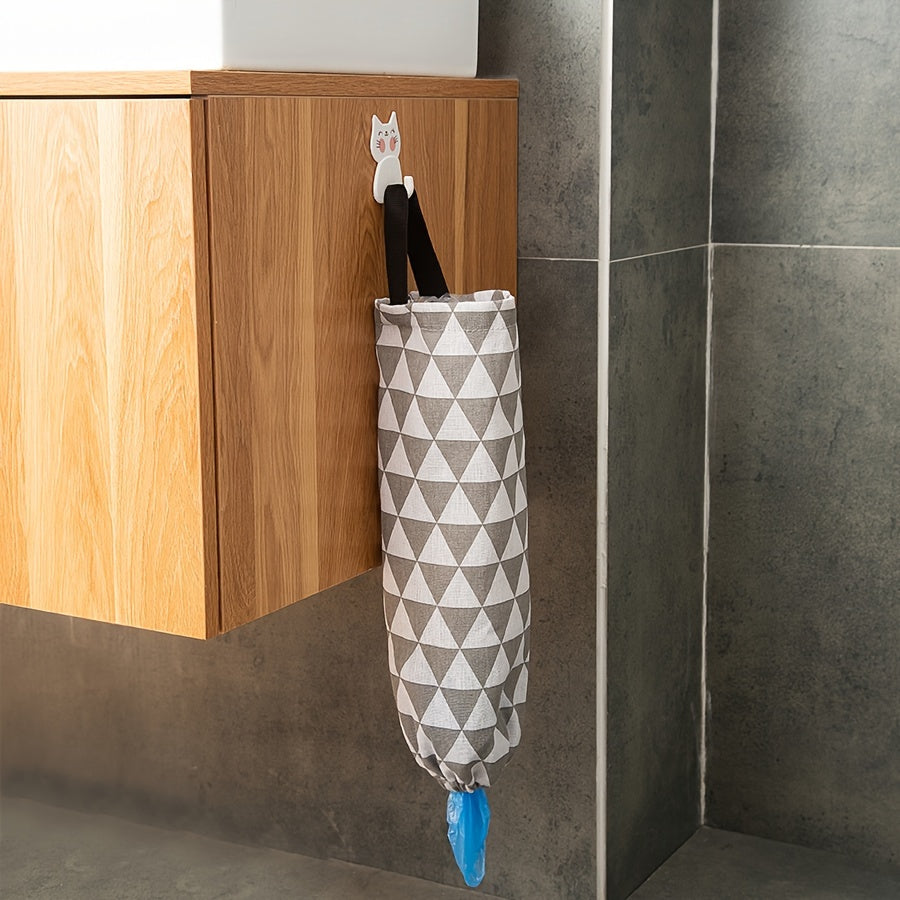 Versatile Hanging Storage Bag with Geometric Pattern for Simple Kitchen Wall Mounting