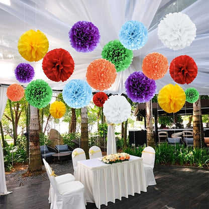 14 pieces of DIY paper flower ball pom pom charm decoration