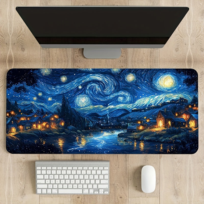 Artistic gaming mouse pad inspired by Starry Night - non-slip, water-resistant, precise control, perfect for gamers and professionals.