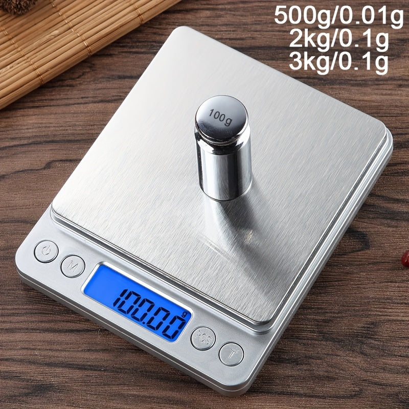 1pc Precision Digital Kitchen Scale with 0.01g Accuracy, LCD Display, Stainless Steel Base, Food-Safe Plastic, No Battery Included. Ideal for Food, Diet, and Postal Weighing. Durable and