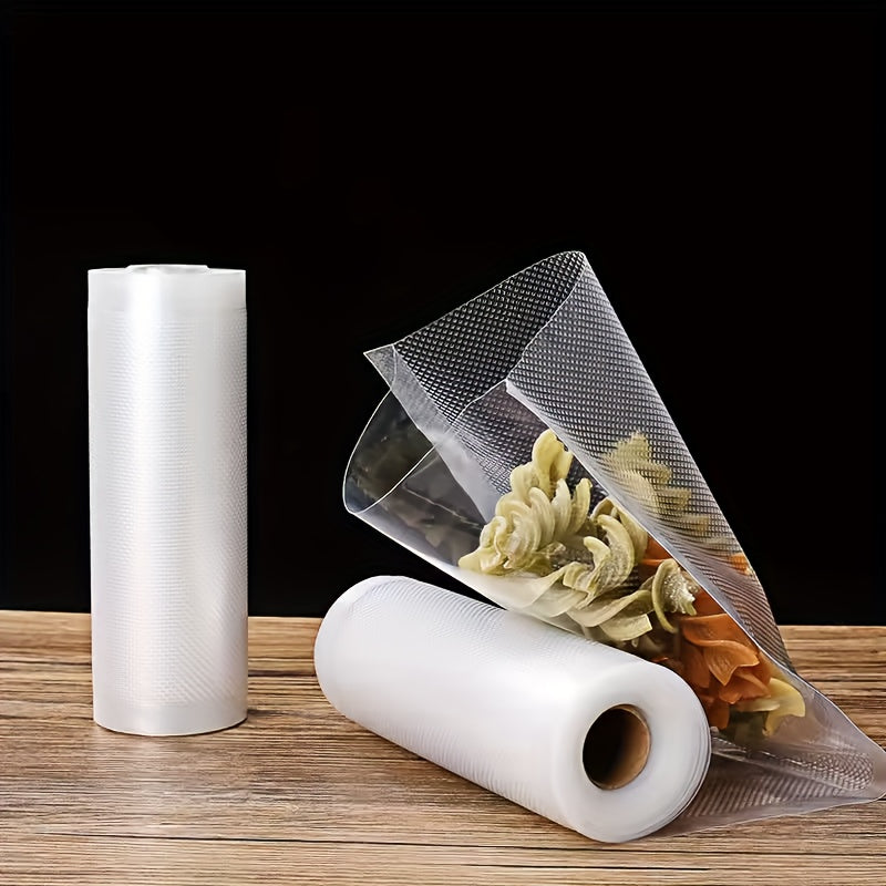 Durable Vacuum Sealer Bags - Set of 3 Rolls for Storing Fruits, Vegetables & Meats, Maintains Freshness Without Electricity