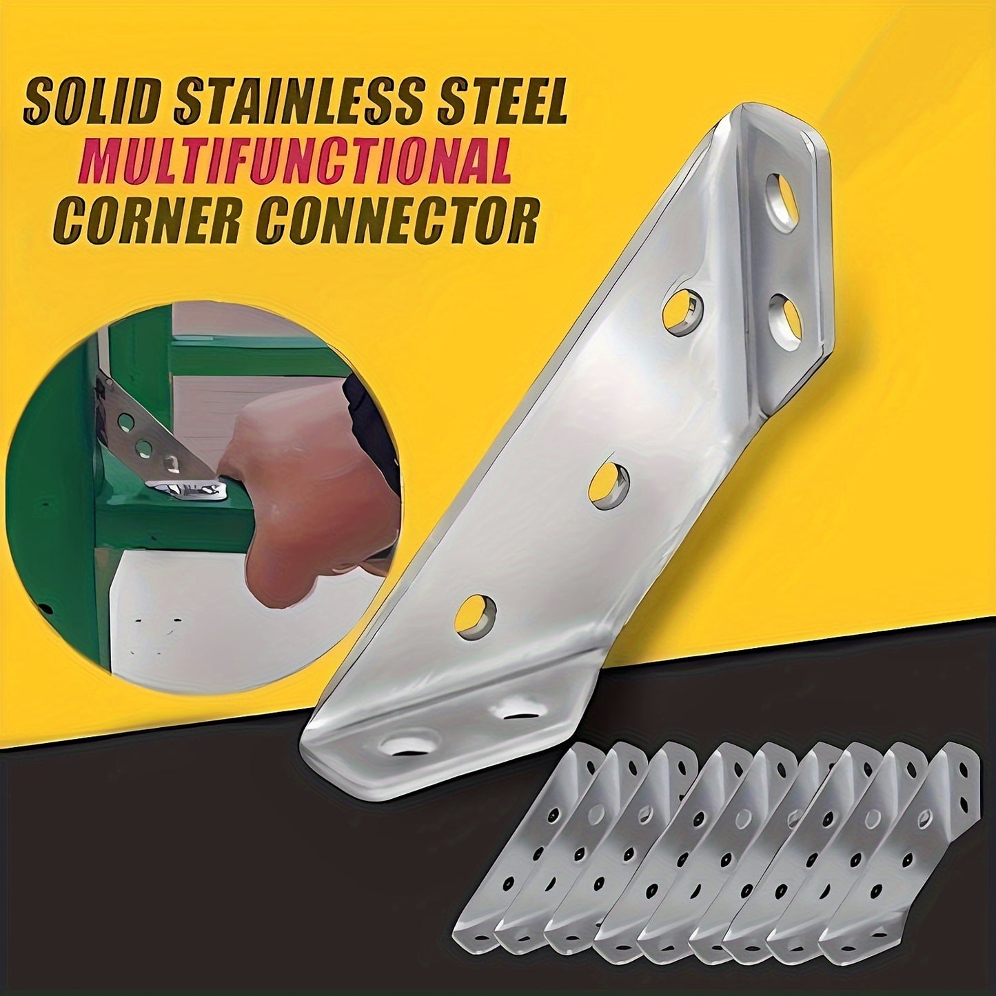 50pcs Heavy-Duty Stainless Steel Corner Brackets with Screws - 90° Angle Support, Scratch-Resistant, Easy Installation for Furniture & Wood Frames