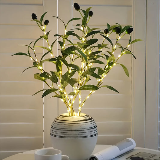 Beautiful LED lighted olive tree, perfect for indoor decor. Battery-operated with realistic faux greenery, ideal for weddings, holidays, and Christmas. (Battery not included). Adds a touch of nature to your wall decor.