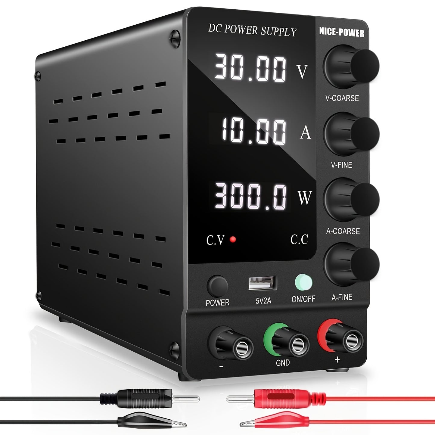 KUAIQU SPS-C3010 220V DC Power Supply: 60V 5A, LED Display, Rust-Proof, No Assembly Required, Ideal for Mobile Phones, Laptops, LED Light Testing & Electroplating.