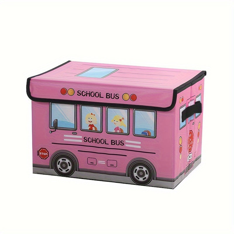 1pc Cartoon Car Storage Box that can be folded and used for office, dormitory, and home storage. It is waterproof and moisture-proof, suitable for storing students' tools, snacks, and